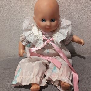 Doll by  Zapf Creation 1980s Toddler Bald  Girl Pajama Sleepy Outfit with Ribbon